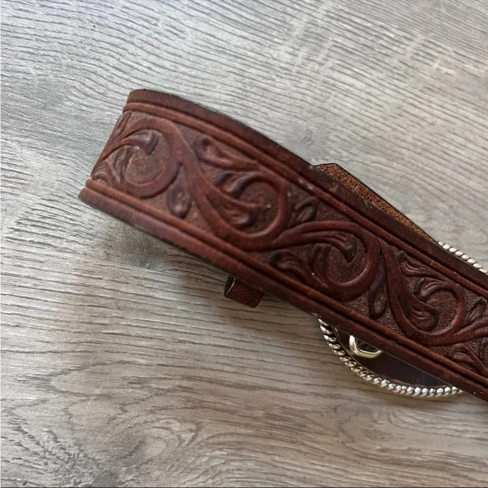 Justin Child’s Tropy Heart Leather Tooled Belt with Buckle (SM)